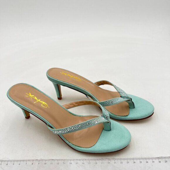 XYD Women Fashion Thong Mid Heel Sandals Casual Flip Flops Open Almond Toe Daily - Picture 1 of 7